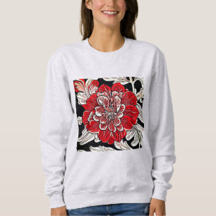 Blume Rot und Weiß im Jugendstil Sweatshirt