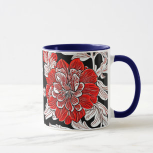 Blume Rot und Weiß im Jugendstil Tasse