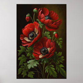 Blume Rote Anemone Poster