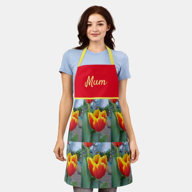 Blume Rote Blüte Tulip Mütter Mum Schürze (Getragen)