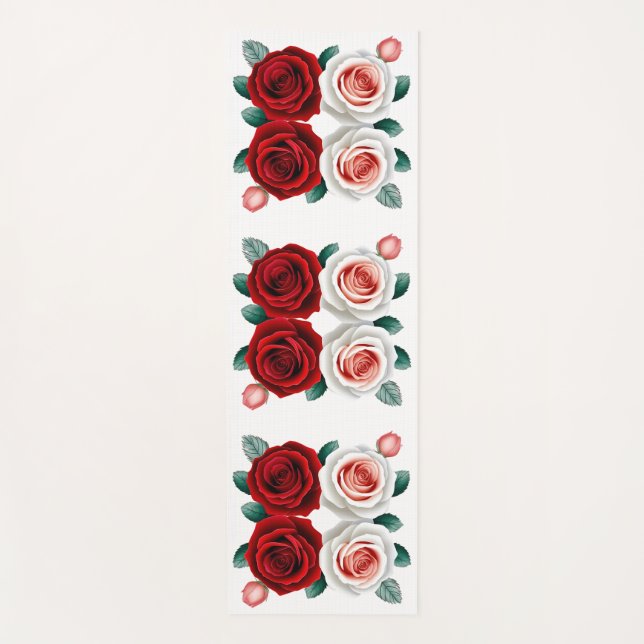 Blume Rote und Weiße Rose Yogamatte (Vorderseite)