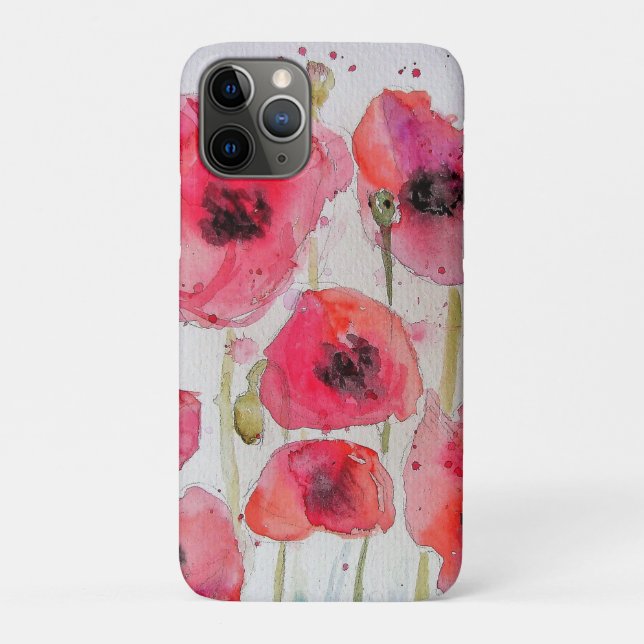 Blume Roter Mohn Floral Wasserfarbe Gepäckstück Ta Case-Mate iPhone Hülle (Rückseite)