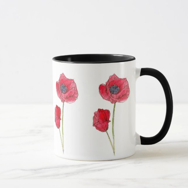 Blume Roter Mohn Tasse (Rechts)