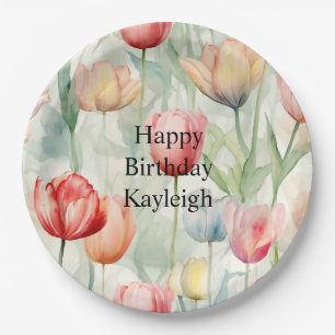 Blume Rotgelber Tulip Geburtstag Pappteller