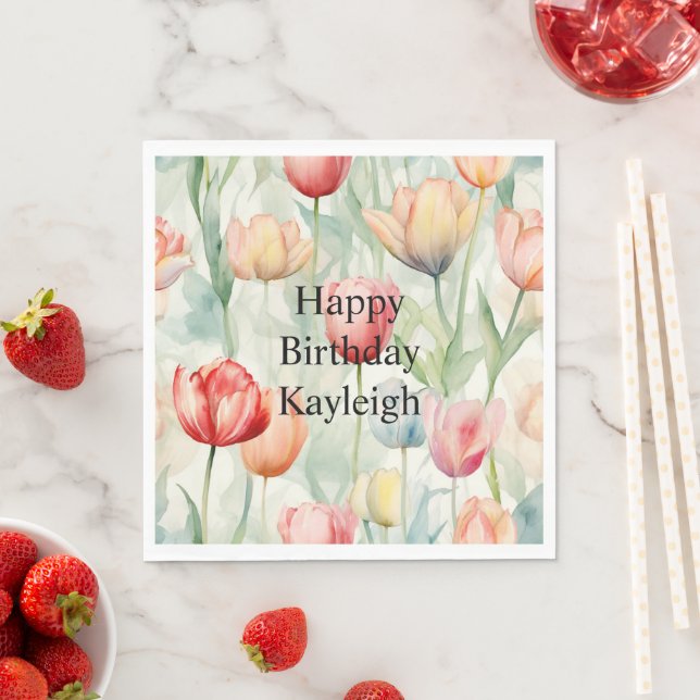 Blume Rotgelber Tulip Geburtstag Serviette (Beispiel)