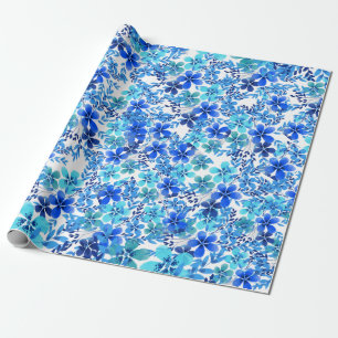 Blume Royal Blue und Turquoise Garden  Geschenkpapier