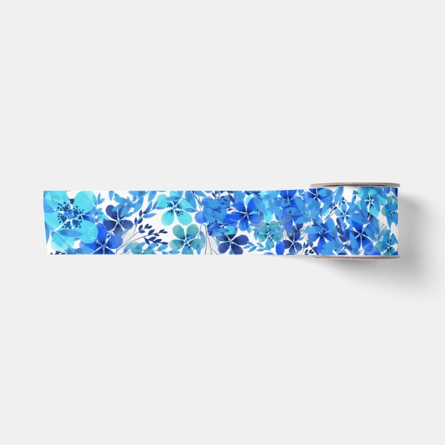Blume Royal Blue und Turquoise Garden Satinband (Vorderseite)