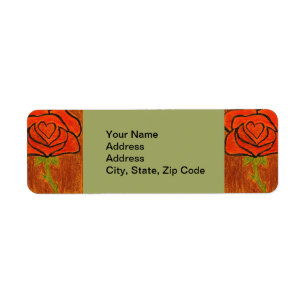 Blume Rückgeben Adresse Label Rose rot und grün.