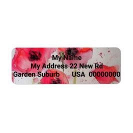 Blume-Rücksendeadressen-Aufkleber für Rote Mohnblu