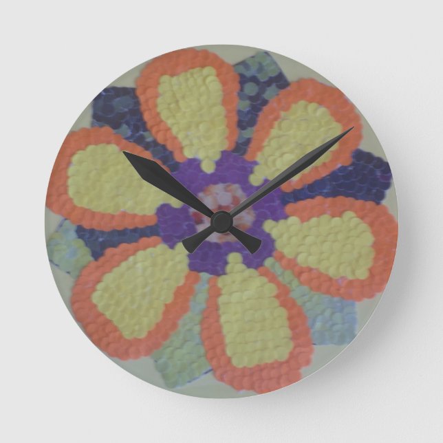 Blume Runde Wanduhr (Vorderseite)
