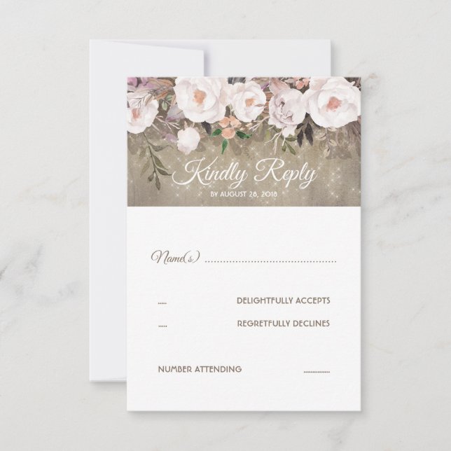Blume Rustic Wedding RSVP Karte (Vorderseite)