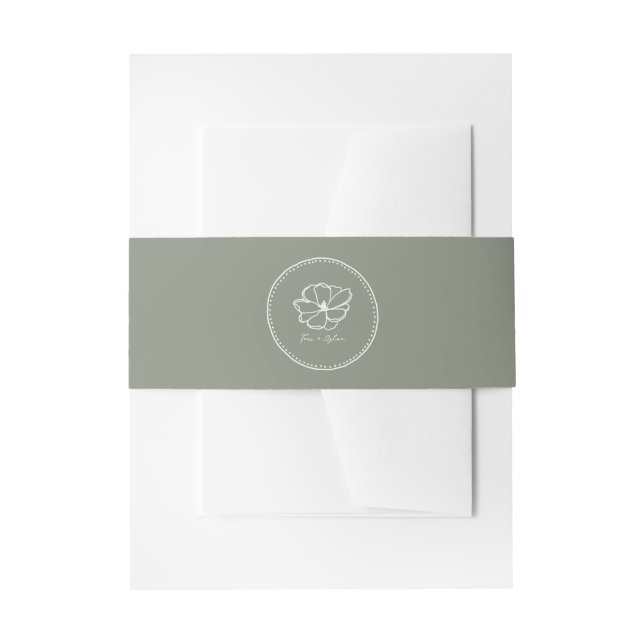 Blume Sage Green Wedding Einladungsbanderole (Vorderseite Beispiel)