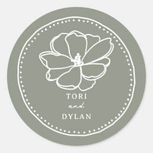 Blume Sage Green Wedding Runder Aufkleber
