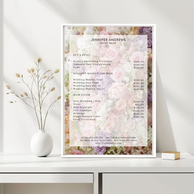 Blume Salon Price List Poster (Flower Salon Price List Poster)