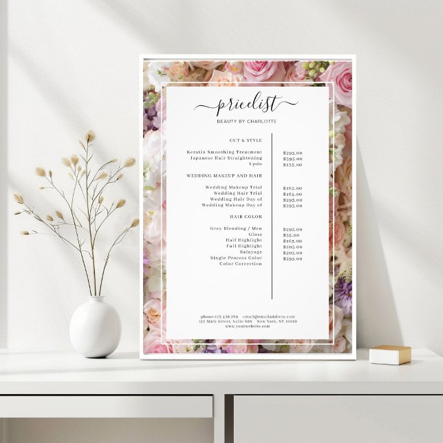 Blume Salon Price List Poster (Flower Salon Price List Poster)