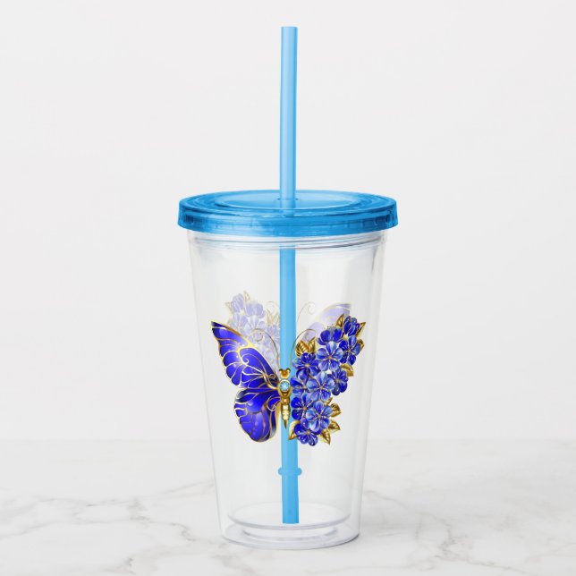 Blume Sapphire Butterfly Acryltrinkbecher (Vorderseite)
