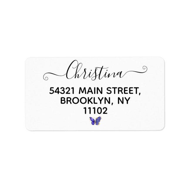 Blume Sapphire Butterfly Adressaufkleber (Vorne)