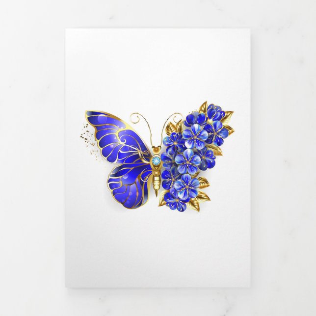 Blume Sapphire Butterfly Dreifach-gefaltete Programmkarte (Cover)