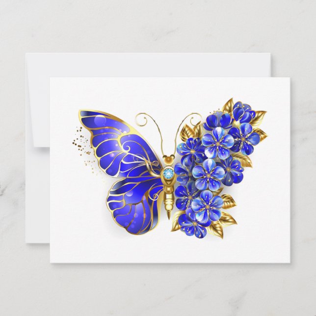 Blume Sapphire Butterfly Feiertagskarte (Vorderseite)