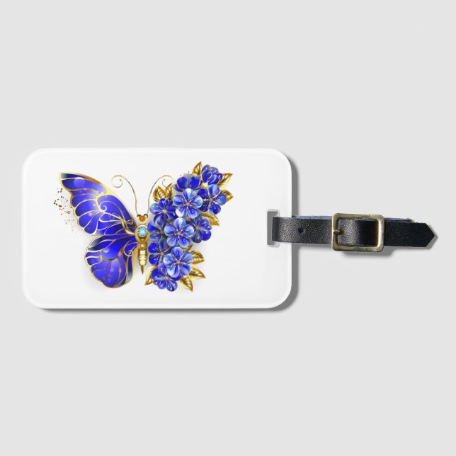 Blume Sapphire Butterfly Gepäckanhänger (Vorderseite (Horizontal))