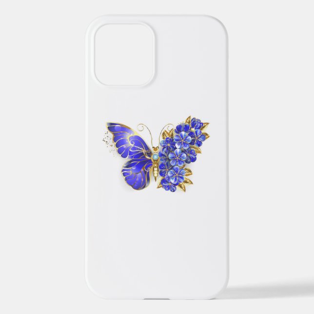 Blume Sapphire Butterfly iPhone 12 Hülle (Rückseite)