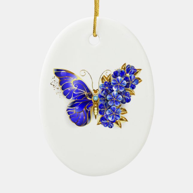 Blume Sapphire Butterfly Keramik Ornament (Vorne)