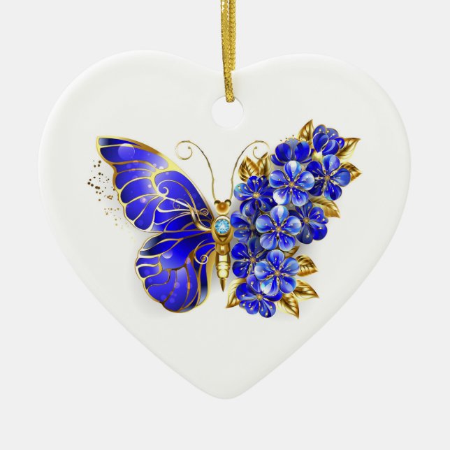 Blume Sapphire Butterfly Keramik Ornament (Vorne)