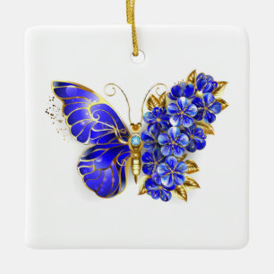 Blume Sapphire Butterfly Keramikornament