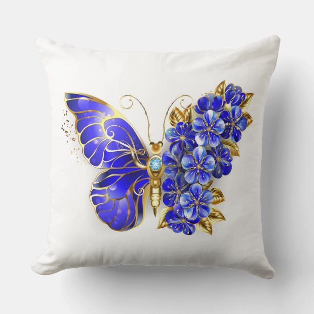 Blume Sapphire Butterfly Kissen (Vorderseite)