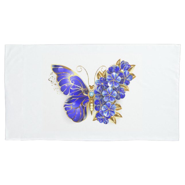 Blume Sapphire Butterfly Kissenbezug (Vorderseite-Links)