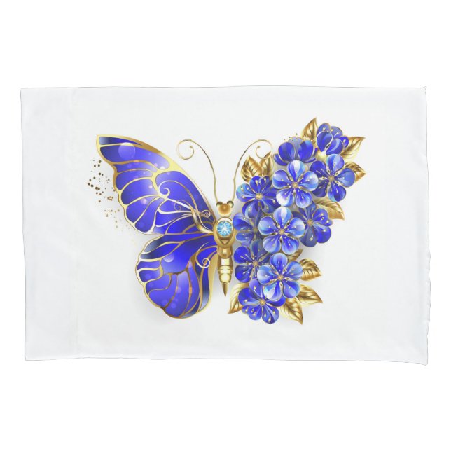 Blume Sapphire Butterfly Kissenbezug (Vorderseite-Links)