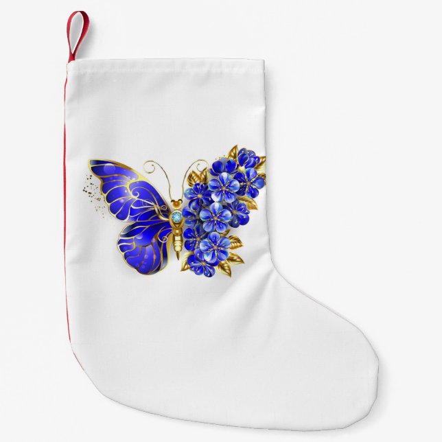 Blume Sapphire Butterfly Kleiner Weihnachtsstrumpf (Vorderseite)