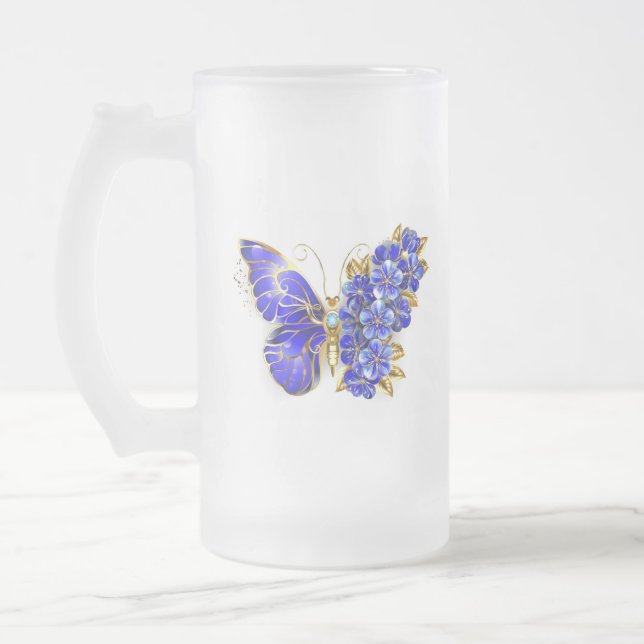 Blume Sapphire Butterfly Mattglas Bierglas (Links)