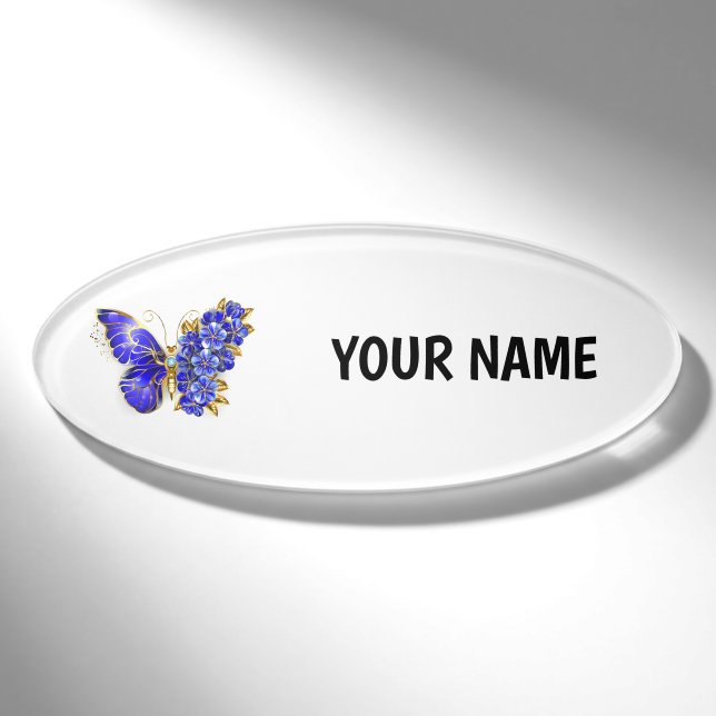 Blume Sapphire Butterfly Namenschild (Vorderseite)
