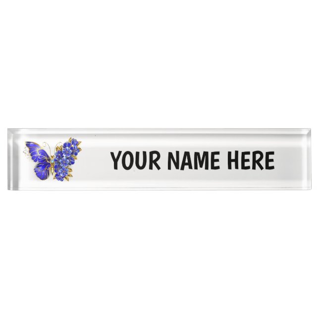 Blume Sapphire Butterfly Namensplakette (Vorderseite)