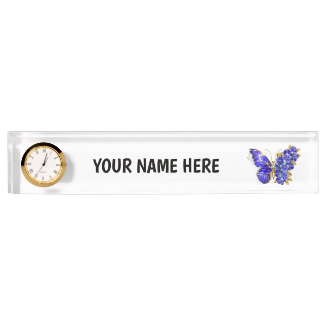 Blume Sapphire Butterfly Namensplakette (Vorderseite)