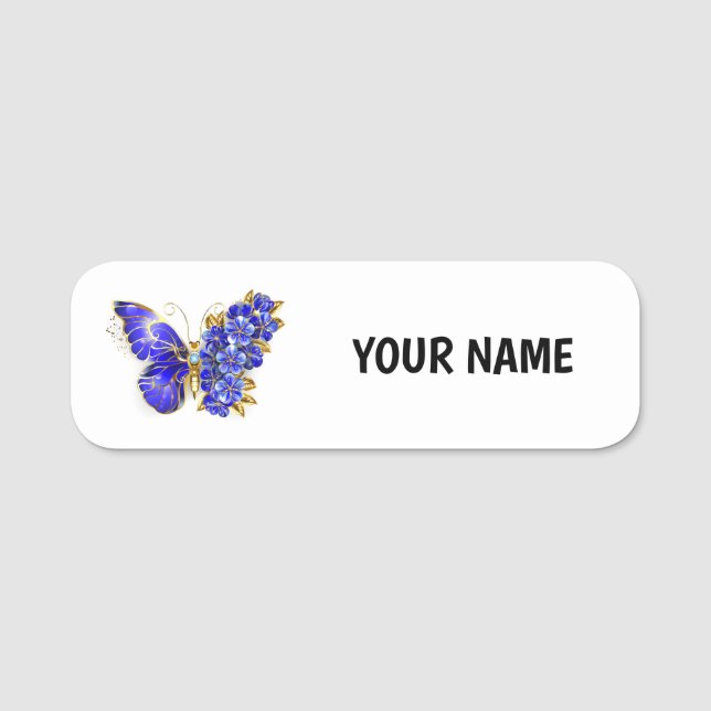 Blume Sapphire Butterfly Namensschild (Vorderseite)
