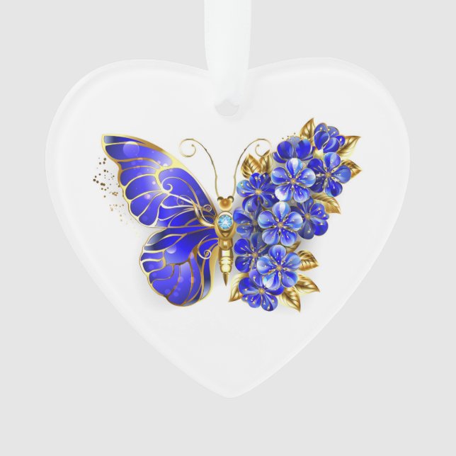 Blume Sapphire Butterfly Ornament (Vorderseite)