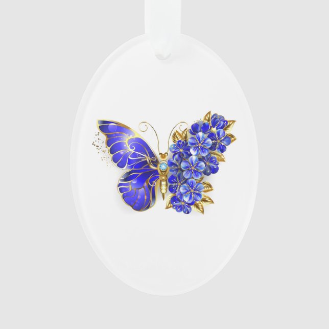 Blume Sapphire Butterfly Ornament (Vorderseite)