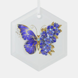 Blume Sapphire Butterfly Ornament Aus Glas
