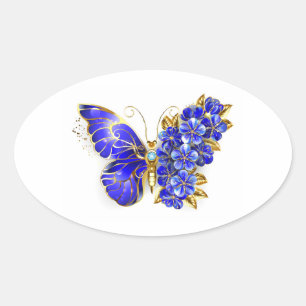 Blume Sapphire Butterfly Ovaler Aufkleber