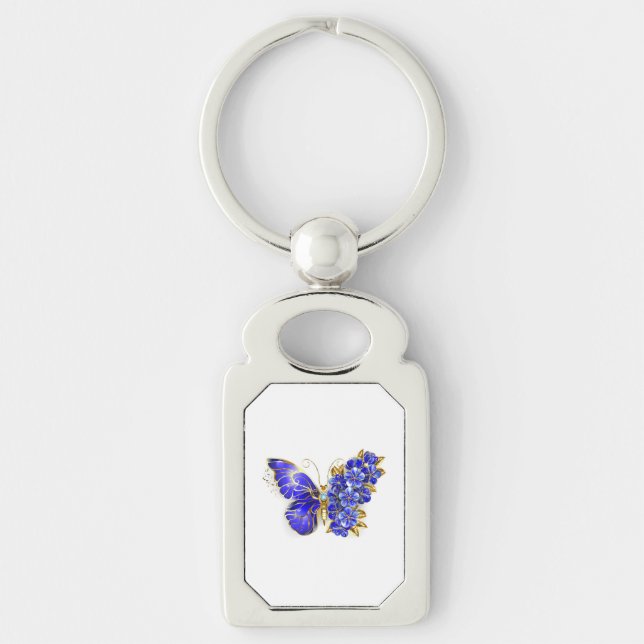 Blume Sapphire Butterfly Schlüsselanhänger (Vorderseite)