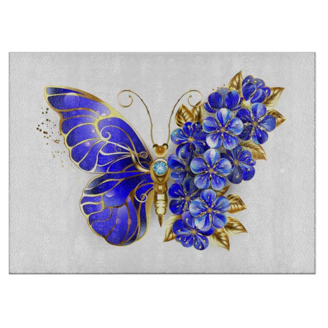 Blume Sapphire Butterfly Schneidebrett (Vorderseite)