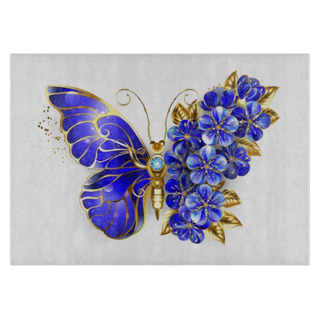 Blume Sapphire Butterfly Schneidebrett (Vorderseite)