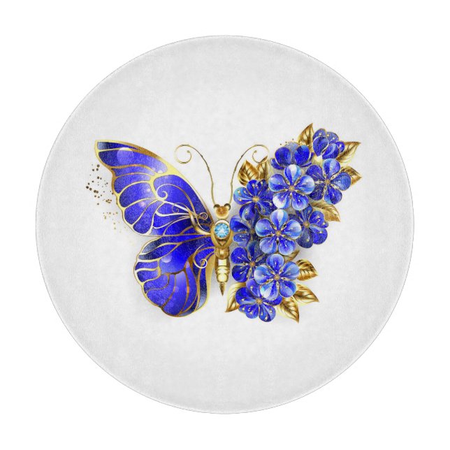 Blume Sapphire Butterfly Schneidebrett (Vorderseite)