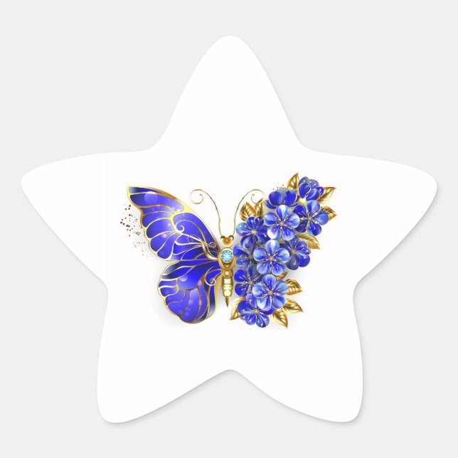 Blume Sapphire Butterfly Stern-Aufkleber (Vorderseite)