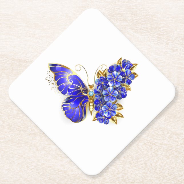 Blume Sapphire Butterfly Untersetzer (Vorderseite)