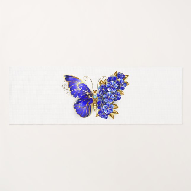 Blume Sapphire Butterfly Yogamatte (Vorderseite (Horizontal))