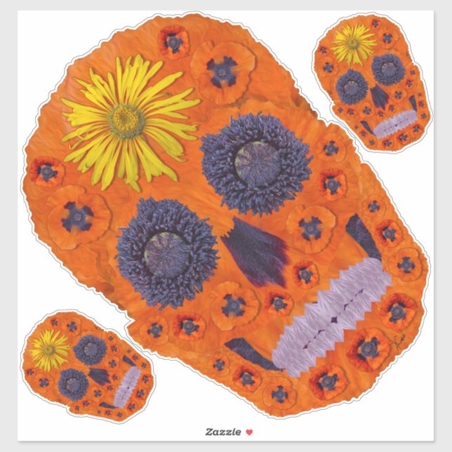 Blume Schädel 1 Aufkleber (Blatt)