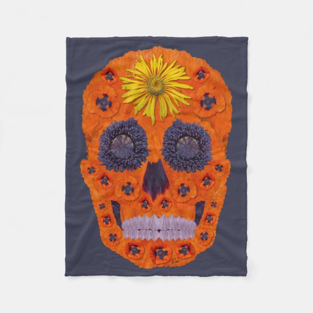 Blume Schädel 1 Fleecedecke (Vorderseite)